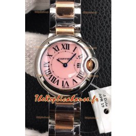 Montre "Ballon De Cartier" Suisse Quartz 1:1 Qualité Miroir 28MM avec bracelet en or rose deux tons