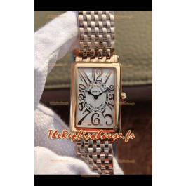 Montre suisse Franck Muller Long Island en or rose avec mouvement à quartz suisse