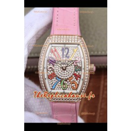 Montre Franck Muller Vanguard Ladies 1:1 Réplique Suisse 32mm Large Boîtier Or Rose