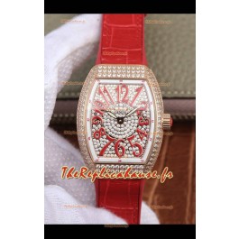Montre Franck Muller Vanguard Ladies 1:1 Réplique Suisse 32mm Large Boîtier Or Rose