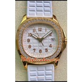 Montre Patek Philippe Aquanaut 5072R-001 Réplique Suisse en Or Jaune Cadran Blanc - 35MM