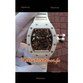 Réplique de la montre Richard Mille RM055 Boîtier Céramique Miroir 1:1 en Or Rose en Bracelet Blanc