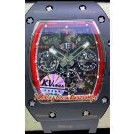 Montre Richard Mille RM011 Felipe Massa 1:1 Qualité Miroir Une Pièce Boîtier Céramique Noir
