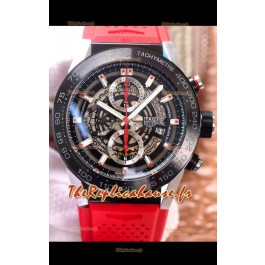 Montre Tag Heuer Carrera Heuer 01 Réplique Suisse avec bracelet rouge 45MM 