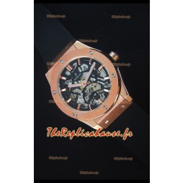 Hublot Classic Fusion Skeleton, Boîtier en Or Rose, Mouvement Japonais