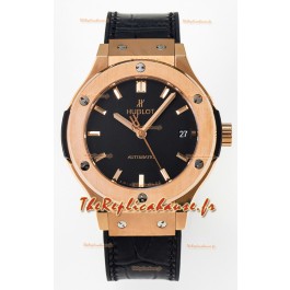Hublot Super Clone Classic Fusion Or Rose 38MM Réplique Montre 1:1 Cadran noir