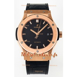 Hublot Super Clone Classic Fusion Or Rose 42MM Réplique Montre 1:1 Cadran noir