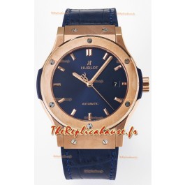 Hublot Super Clone Classic Fusion Or Rose 42MM Réplique Montre 1:1 Cadran Bleu