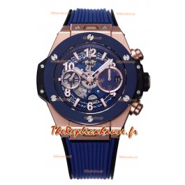 Hublot Big Bang Unico Boitier bleu en or rose Montre réplique 1:1 suisse 