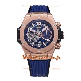 Hublot Big Bang Unico Boitier bleu or rose Edition miroir 1:1 Montre réplique suisse