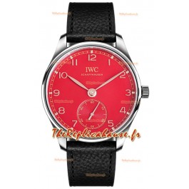 IWC Portugieser Automatic 40 IW3583 Cadran rouge en acier inoxydable Montre réplique 1:1 