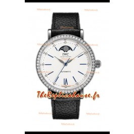 IWC Portofino IW659601 Montre automatique à phase de lune en acier avec cadran blanc 37MM