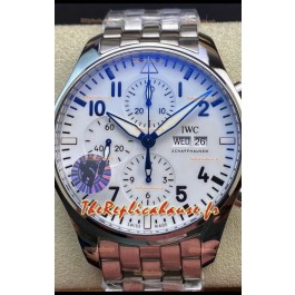 Réplique montre IWC Pilot Chronograph Edition, cadran blanc, boîtier en acier 904L, miroir 1:1