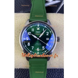 IWC Pilot MARK Series IW328205 1:1 Miroir Suisse Réplique Montre cadran vert Bracelet caoutchouc
