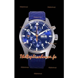 Montre IWC Pilot's Chronograph en acier 1:1 Réplique miroir à cadran bleu