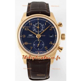 IWC Portugieser Chronograph Classic IW390305 Or Jaune Cadran Bleu Réplique miroir 1:1