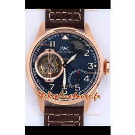IWC Portuguese Véritable Mouvement Tourbillon Suisse Montre en or rose avec cadran bleu 