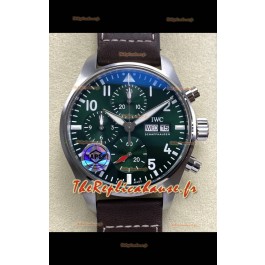 IWC Super Clone Pilot Chronograph Edition Cadran vert Cuir Réplique suisse 