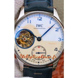 Montre IWC portugaise à mouvement tourbillon suisse authentique avec cadran blanc