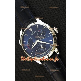 Montre Jaeger LeCoultre Master Geographic Suisse Réplique Boîtier de réserve de batterie en acier, Cadran bleu 