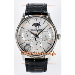 Montre Jaeger LeCoultre Super Clone Master Calendrier Perpétuel Ultra Fin Cadran Blanc Diamants