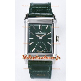 Jaeger-LeCoultre Reverso Super Clone DuoFace Vert/Acier blanc Réplique Montre