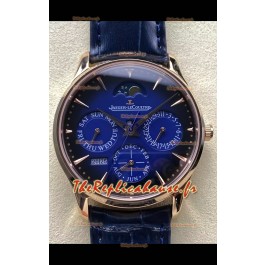 Montre Jaeger LeCoultre Super Clone Master Calendrier Perpétuel Ultrafin Cadran Bleu