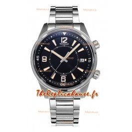 Jaeger LeCoultre Polaris Date Cadran noir Bracelet acier Montre réplique 1:1 42MM