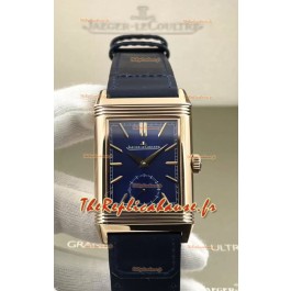 Jaeger-LeCoultre Reverso DuoFace Montre boîtier or rose cadran bleu en mouvement automatique suisse