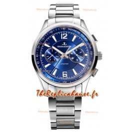 Jaeger LeCoultre Polaris Chronographe Boîtier acier inoxydable Cadran bleu Réplique Montre Suisse 