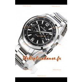 Jaeger LeCoultre Polaris Chronographe Montre en acier inoxydable Cadran noir Réplique Montre Suisse 