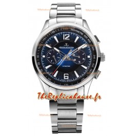 Jaeger LeCoultre Polaris Chronographe Boîtier acier inoxydable Cadran bleu Réplique Montre Suisse 