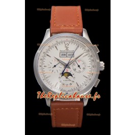 Jaeger LeCoultre Master Control Chronographe Calendrier Boîtier en acier Cadran blanc 