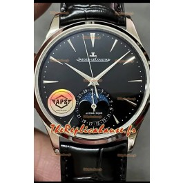 Jaeger LeCoultre Master Ultra Thin Moon Cadran noir 904L Acier Montre Réplique 1:1