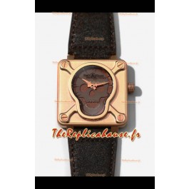Bell & Ross BR0192 Skull Edition Boîtier Bronze Crâne GRIS sur Couche Marron Réplique Suisse 