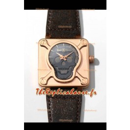 Bell & Ross BR0192 Skull Edition Boîtier Bronze Crâne Gris sur Couche Grise Réplique Suisse 