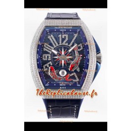 Franck Muller Vanguard KOI V45 YT SC DT AC BL KOI 2 Diamants Emboîtés Réplique Suisse 