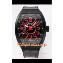 Franck Muller Vanguard Crazy Hours - Boîtier DLC - Cadran noir - Réplique Suisse 