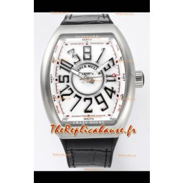 Franck Muller Vanguard Crazy Hours en acier inoxydable - Cadran blanc Réplique Suisse 