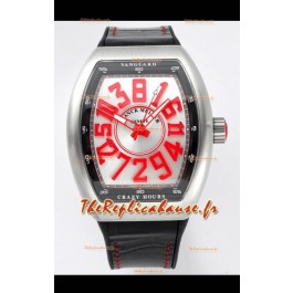 Franck Muller Vanguard Crazy Hours en acier inoxydable - Cadran blanc Réplique Suisse 