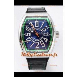Franck Muller Vanguard Crazy Hours Acier Cadran Bleu Réplique Suisse 