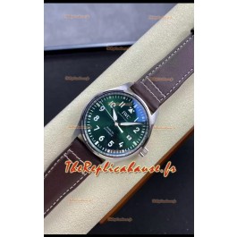 IWC Pilot MARK Series IW328205 1:1 Miroir Réplique de Montre Suisse, cadran vert, bracelet brun