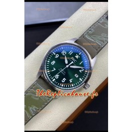 IWC Pilot MARK Series IW328205 1:1 Miroir Réplique Suisse avec Cadran Vert et Bracelet en Cuir