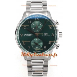 IWC Chronographe Portugais Réplique Suisse en Acier Cadran Vert - Reproduction 1:1 