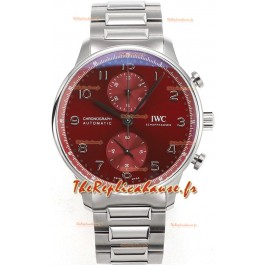 IWC Chronographe Portugais Réplique Suisse en Acier Cadran Marron - Réplique Edition Miroir 1:1