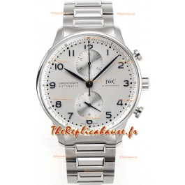 IWC Chronographe Portugais Réplique Suisse en Acier Cadran Blanc - Reproduction Edition Miroir 1:1