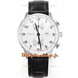 IWC Chronographe Portugais Réplique Suisse Montre en Acier Cadran Blanc - Reproduction Edition Miroir 1:1