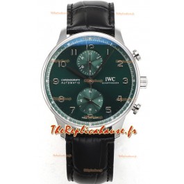 IWC Chronographe Portugais Réplique Suisse en Acier Cadran Vert - Reproduction Edition Miroir 1:1