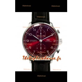 IWC Chronographe Portugais Réplique Suisse en Acier Cadran Marron - Reproduction Edition Miroir 1:1