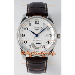 Longines Master Collection Automatic Power Reserve Cadran Blanc Réplique Suisse Courroie de Cuir